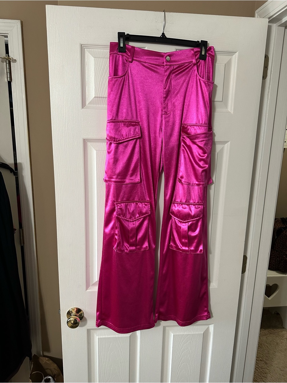 Fuchsia Flare Cargo Pants